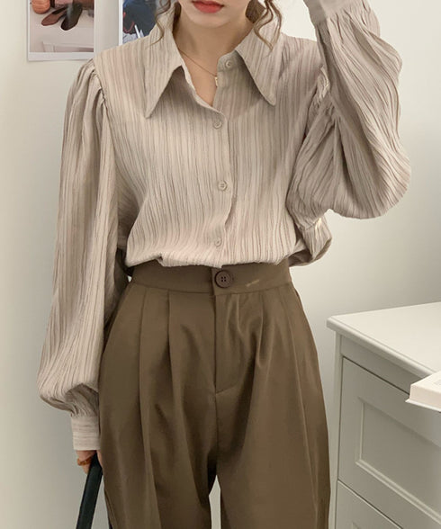 シワ加工ルーズフレンチシャツ